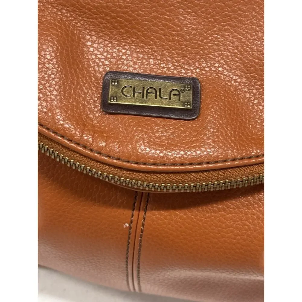 Chala Charming Crossbody Bag Zip Flap Top Metal Chain Rust Brown Turtle Keychain - Picture 2 of 11